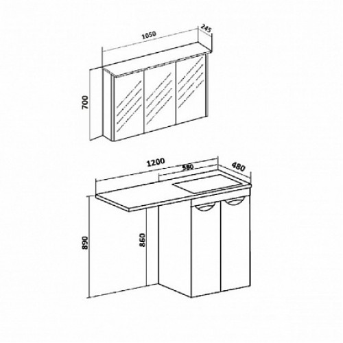 Runo Мебель для ванной Лира 120 L белая