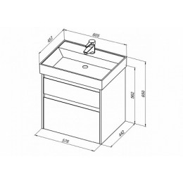 Aquanet Тумба с раковиной Nova Lite 60 2 ящика, дуб рошелье