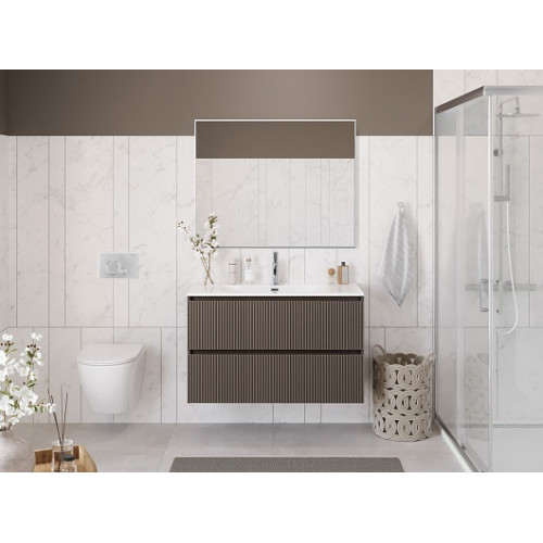 BelBagno Тумба с раковиной Uno 100 подвесная Бежевый матовый с раковиной BB-8099-100