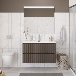 BelBagno Тумба с раковиной Uno 100 подвесная Бежевый матовый с раковиной BB-8099-100