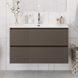 BelBagno Тумба с раковиной Uno 100 подвесная Бежевый матовый с раковиной BB-8099-100
