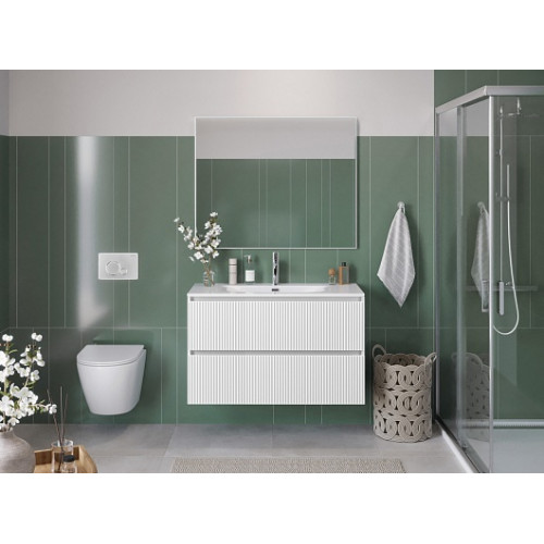 BelBagno Тумба с раковиной Uno 100 подвесная Bianco Opaco с раковиной BB-8099-100