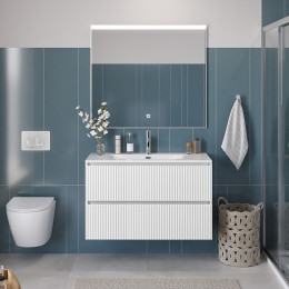 BelBagno Тумба с раковиной Uno 100 подвесная Bianco Opaco с раковиной BB-8099-100