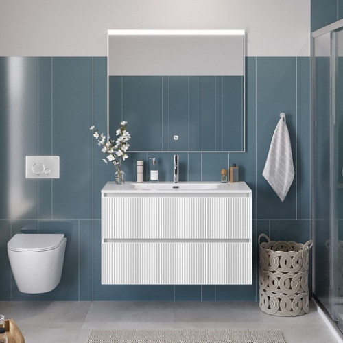 BelBagno Тумба с раковиной Uno 100 подвесная Bianco Opaco с раковиной BB-8099-100