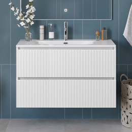 BelBagno Тумба с раковиной Uno 100 подвесная Bianco Opaco с раковиной BB-8099-100