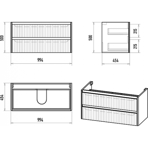 Brevita Тумба с раковиной Riva 100 подвесная белая
