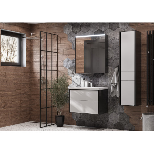 Зеркальный шкаф Roca Ronda 70см, ZRU9302969 белый глянец/антрацит, с подсветкой