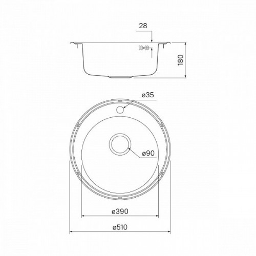 Мойка кухонная Iddis Basic BAS51P0i77, D510, круглая, нержавеющая сталь полированная