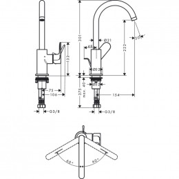 Смеситель для раковины Hansgrohe Rebris S 72536670 черный матовый