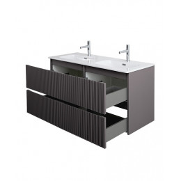 BelBagno Тумба с раковиной Uno 120 с 2 чашами подвесная Темно-Серый матовый с раковиной CZR-8073-120-2