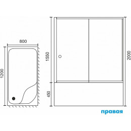 Royal Bath Душевой уголок RB 8120BP-T-BL 120х80х200 R