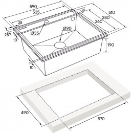 Мойка для кухни Paulmark StepIA PM115951-WH 59x51 белый
