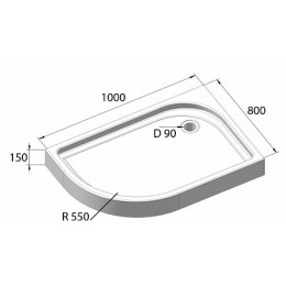 BelBagno Душевой поддон TRAY-BB-RH-100/80-550-15-W-R