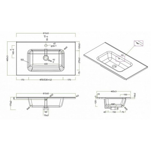BelBagno Тумба с раковиной KRAFT 800 Rovere Tabacco