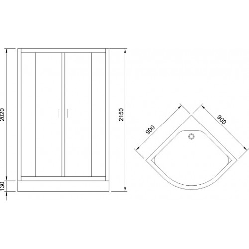 Royal Bath Душевая кабина FATO RB 90HK-TG-BL 90x90 стекло прозрачное профиль черный матовый