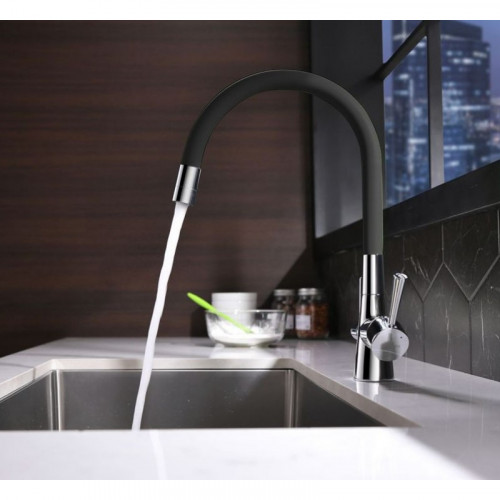 Смеситель для кухни Lemark Comfort LM3075C с подключением к фильтру хром/чёрный
