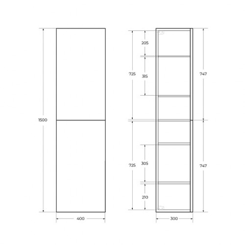 BelBagno Шкаф подвесной Due 40/150 оружейная сталь ручки Белые