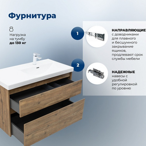 Aquanet Мебель для ванной Nova Lite 2.0 100 R подвесная дуб рустикальный