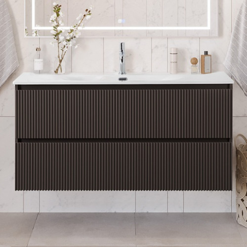 BelBagno Тумба с раковиной Uno 120 подвесная Темно-Серый матовый с раковиной BB-8099-120