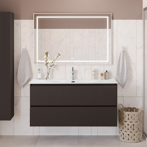 BelBagno Тумба с раковиной Uno 120 подвесная Темно-Серый матовый с раковиной BB-8099-120