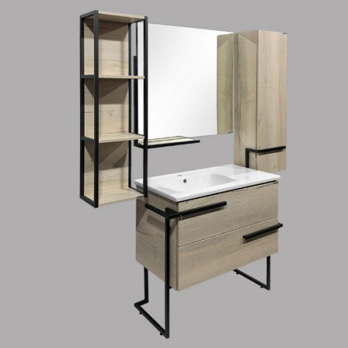 Зеркало Comforty Дюссельдорф 4147992 90 см настенное, дуб дымчатый