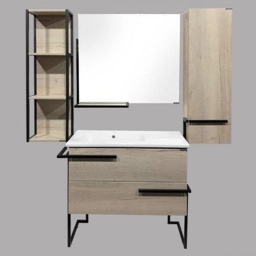 Зеркало Comforty Дюссельдорф 4147992 90 см настенное, дуб дымчатый