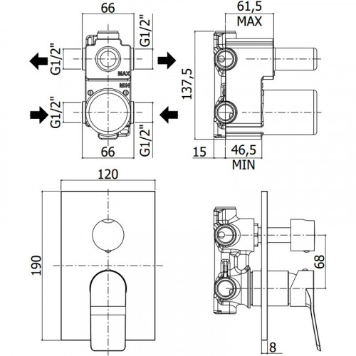 Смеситель для душа Paffoni Tilt TI018CR/M хром