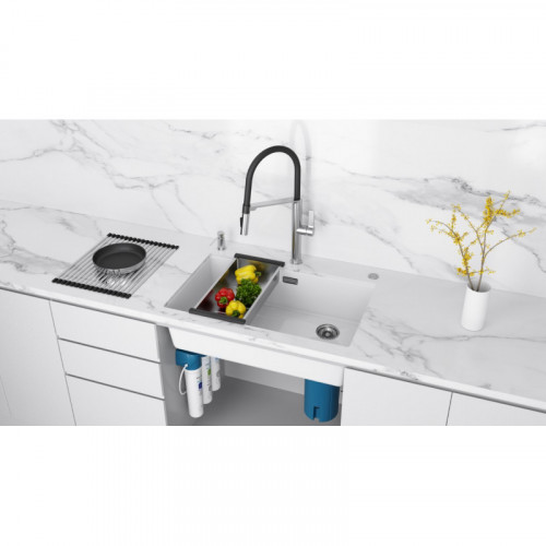 Мойка для кухни Paulmark Lumi UNI-SKEW LU74SK-WH 74x44 белый