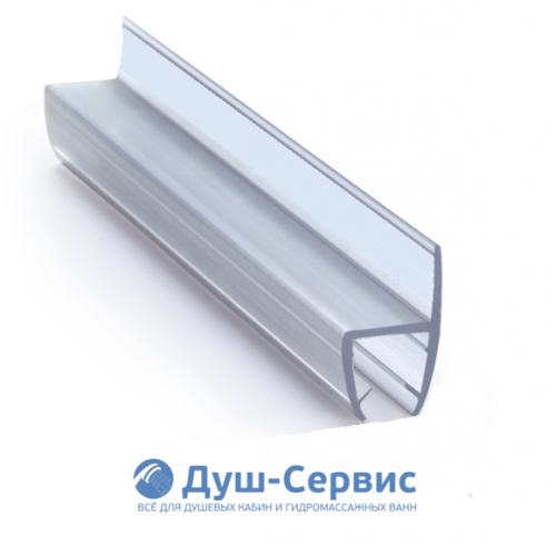Уплотнитель для душевой кабины 6 мм Ч-образный U1588 длина 2,2 м лепесток 15 мм