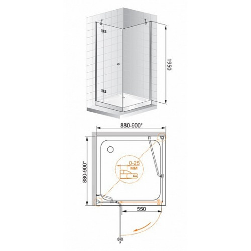 Cezares Душевой уголок VERONA-W-A-1-90-C-Cr