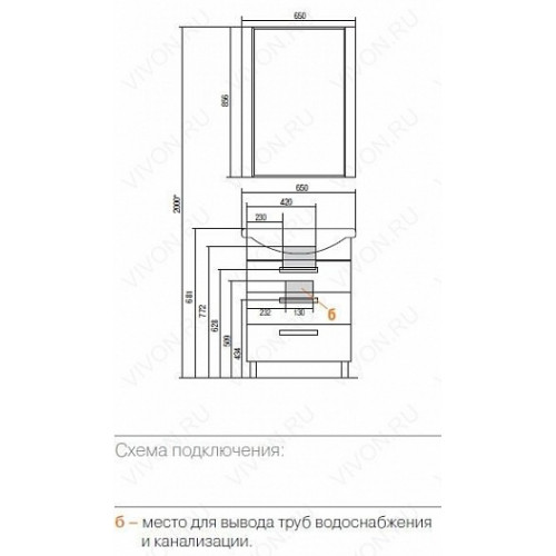 Акватон Тумба с раковиной "Ария 65 H"