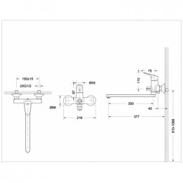 Смеситель для ванны с длинным изливом Bravat Drop F64898C-L