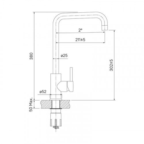 Смеситель для кухни, Kitchen Line, IDDIS, K05STL0i05