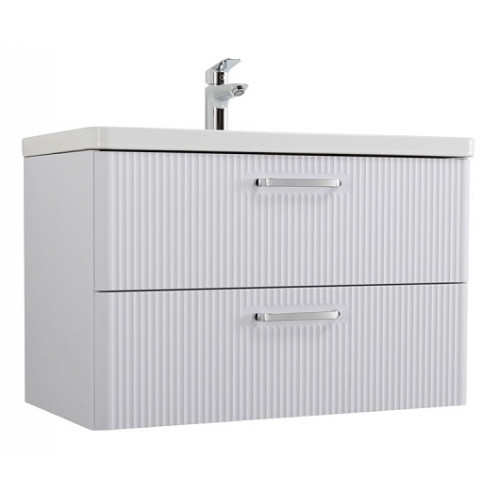 BelBagno Тумба с раковиной Due 80 подвесная Bianco Lucido ручки Хром полированный