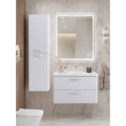 BelBagno Тумба с раковиной Due 80 подвесная Bianco Lucido ручки Хром полированный