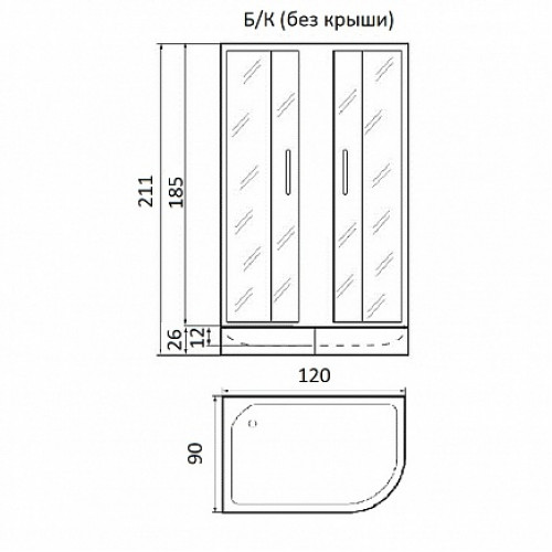River Душевой уголок DON XL 120/90/26 MT R без поддона