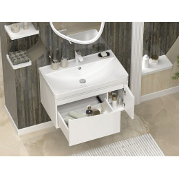 Brevita Тумба с раковиной Cascade 80 подвесная белая