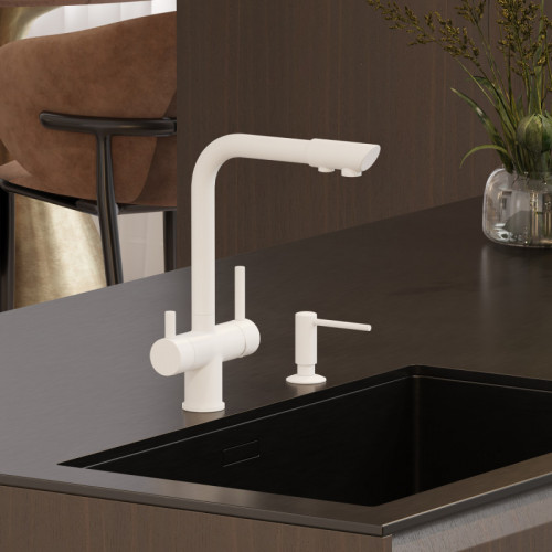 Смеситель для кухни WasserKRAFT A8357 с подключением к фильтру белый