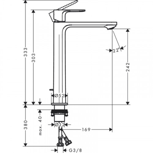 Смеситель для раковины Hansgrohe Rebris E 240 CoolStart 72581670 матовый черный