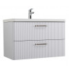 BelBagno Тумба с раковиной Due 80 подвесная Bianco Lucido ручки Матовый атласный никель
