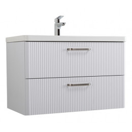 BelBagno Тумба с раковиной Due 80 подвесная Bianco Lucido ручки Матовый атласный никель