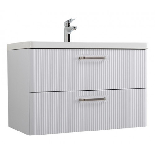 BelBagno Тумба с раковиной Due 80 подвесная Bianco Lucido ручки Матовый атласный никель