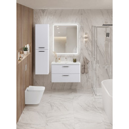 BelBagno Тумба с раковиной Due 80 подвесная Bianco Lucido ручки Матовый атласный никель