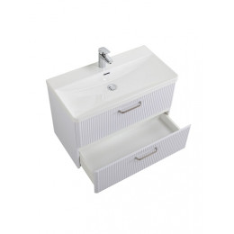 BelBagno Тумба с раковиной Due 80 подвесная Bianco Lucido ручки Матовый атласный никель