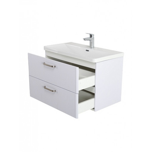 BelBagno Тумба с раковиной Due 80 подвесная Bianco Lucido ручки Матовый атласный никель