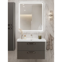 BelBagno Тумба с раковиной Due 80 подвесная Оружейная сталь ручки Матовый атласный никель