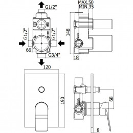 Смеситель для душа Paffoni Tilt TI015ST/M сталь