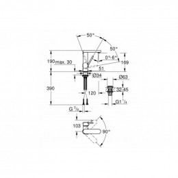 Смеситель для раковины GROHE Plus 23872003 со сливным гарнитуром, поворотный излив, M-Size, гладкий