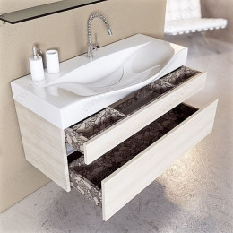 Aqwella Тумба с раковиной Бергамо 100 подвесная акация