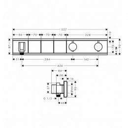 Смеситель для душа Hansgrohe RainSelect 15356000, 3 потребителя, термостатический, хром